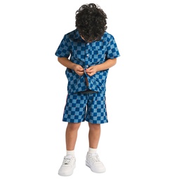 Toddler & Little Boys Trey Checker-Print Swim Trunks