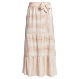 Kira Linen-Blend Striped Maxi Skirt