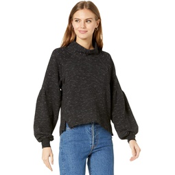 Womens Splendid Space Dye Cowl Neck Pullover Sweatshirt in Eco Fleece
