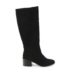 Abby Block Heel Suede Tall Boots