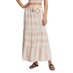 Kira Striped Linen Blend Maxi Skirt