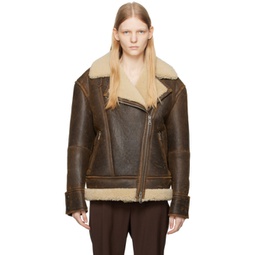 Brown Empoli Leather Jacket 232301F064001