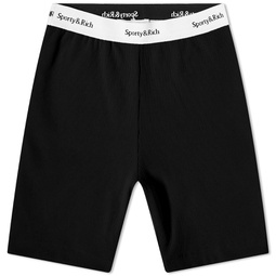 Sporty & Rich Serif Logo Ribbed Cycling Shorts Black