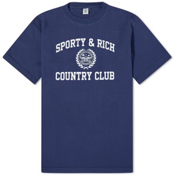 Sporty & Rich Varsity Crest T-Shirt Navy