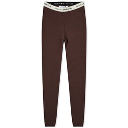 Sporty & Rich Serif Logo Ribbed Leggings Chocolate