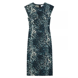 Leopard-Print Jacquard Sheath Dress