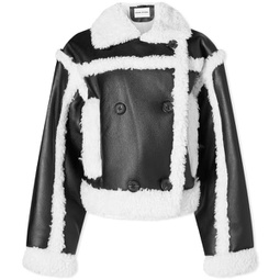 Stand Studio Kristy Faux Shearling Jacket Black & Off White
