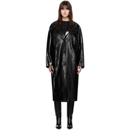 Black Haylo Faux-Leather Coat 241321F059007