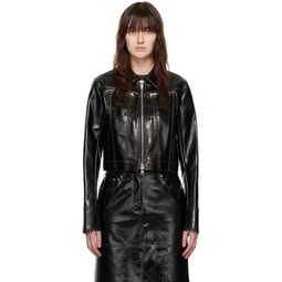 Black Effie Faux-Leather Jacket 241321F063010