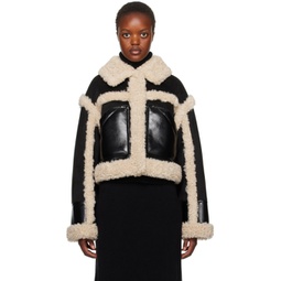 Black & Off-White Edith Faux-Shearling Jacket 232321F063018