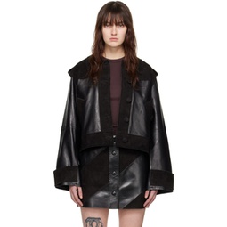 Black Corinne Leather Jacket 241321F064006