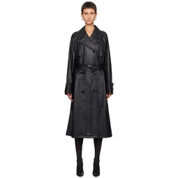 Black Betty Faux-Leather Trench Coat 241321F067002