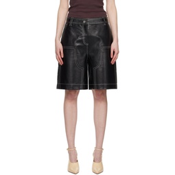 Black Rue Leather Shorts 241321F088000