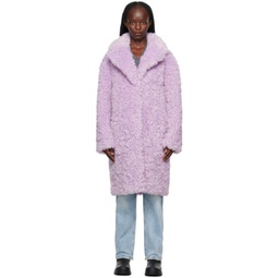 Purple Camille Cocoon Faux-Fur Coat 232321F059019