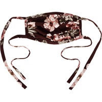 Star Vixen Washable Fashion Face Mask, Burgundy/Floral, One Size fits All