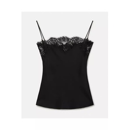 Sleeveless Lace Satin Top