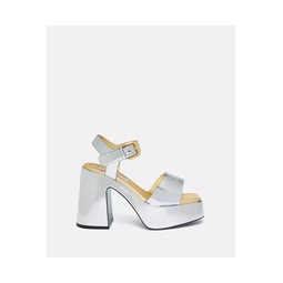 Skyla Double-Chromatic Mirrored Platform Sandals