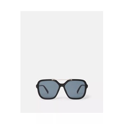 Oversized Square Metal Bar Sunglasses