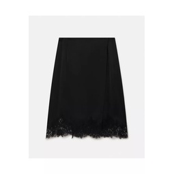 Lace Satin Midi Skirt