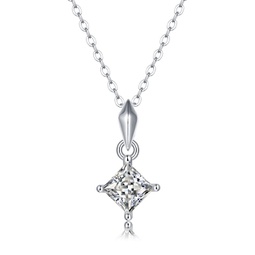 sterling silver with 1ctw lab created moissanite princess solitaire pendant necklace