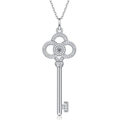 sterling silver with 0.10ctw lab created moissanite skeleton key eternity circle pendant necklace