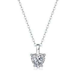 sterling silver with 1ct lab created moissanite heart solitaire pendant necklace