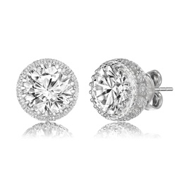 sterling silver with 4ctw lab created moissanite solitaire crown pave stud earrings