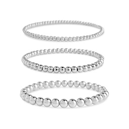 Silvertone Beaded Stretch Bracelets Set