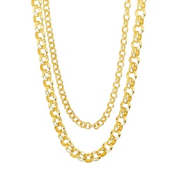 Goldplated Bold Layered Rolo Chain Necklace
