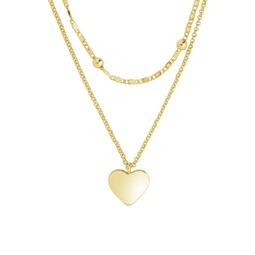 14K Goldplated Beaded Chain & Heart Charm Layered Necklace