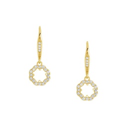 14K Goldplated, Cubic Zirconia & Mother Of Pearl Rose Petal Drop Earrings