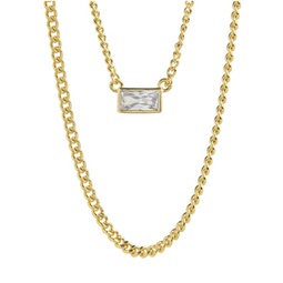 14K Goldplated & Cubic Zirconia Layered Chain Necklace