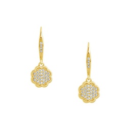 14K Goldplated & Cubic Zirconia Rose Petal Drop Earrings