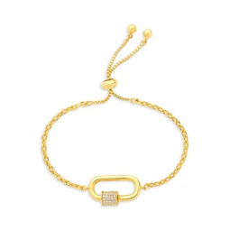 Goldplated & Cubic Zirconia Carabiner Bolo Bracelet