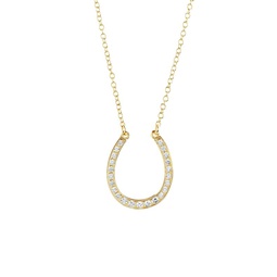 14K Goldplated & Cubic Zirconia Horseshoe Pendant Necklace