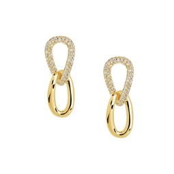 14K Goldplated Plated & Cubic Zirconia Link Drop Earrings