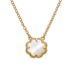 14K Goldplated & Mother-Of-Pearl Clover Pendant Necklace
