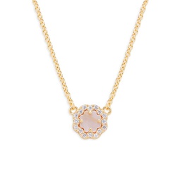 14K Goldplated, Cubic Zirconia & Mother Of Pearl Pendant Necklace