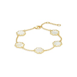 14K Goldplated & Mother-Of-Pearl Clover Charm Bracelet