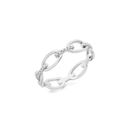 Sterling Silver & Cubic Zirconia Open Chain Link Ring/Size 6