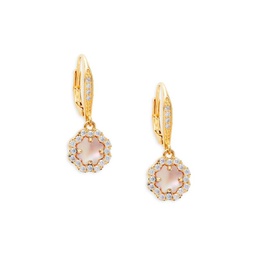 14K Goldplated, Pink Mother Of Pearl & Cubic Zirconia Drop Earrings