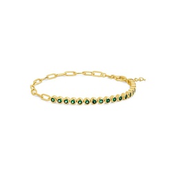 14K Goldplated & Cubic Zirconia Chain Bracelet