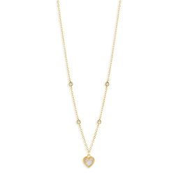 Juliet 14K Goldplated Sterling Silver, Cubic Zirconia & Mother Of Pearl Station Necklace