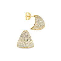 Aspen 14K Goldplated Cubic Zirconia Fan Stud Earrings