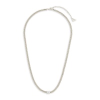 Rhodium Plated & Cubic Zirconia Curb Chain Necklace