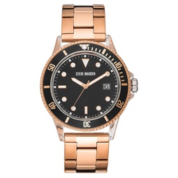 Womens Rose Gold-Tone Metal Link Bracelet Watch 40X47.5mm