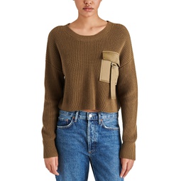 Womens Madison Satin-Pocket Sweater