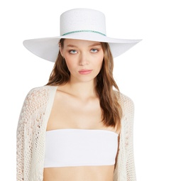 Womens Enamel Beaded-Trim Floppy Hat