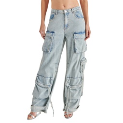 Womens Duo Denim Cotton Cargo Pants