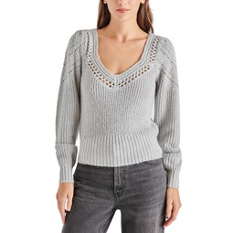 Womens Irene Metallic Pointelle Sweater